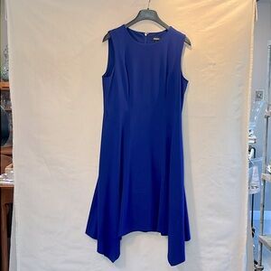 DKNY Royal Blue Sleeveless Midi Dress with Shark Bite Hem Size 14
